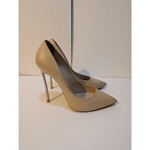 Casadei Blade Brown Tan Nude Leather Pumps High Heels Size 11 Euro 41 (AS IS)